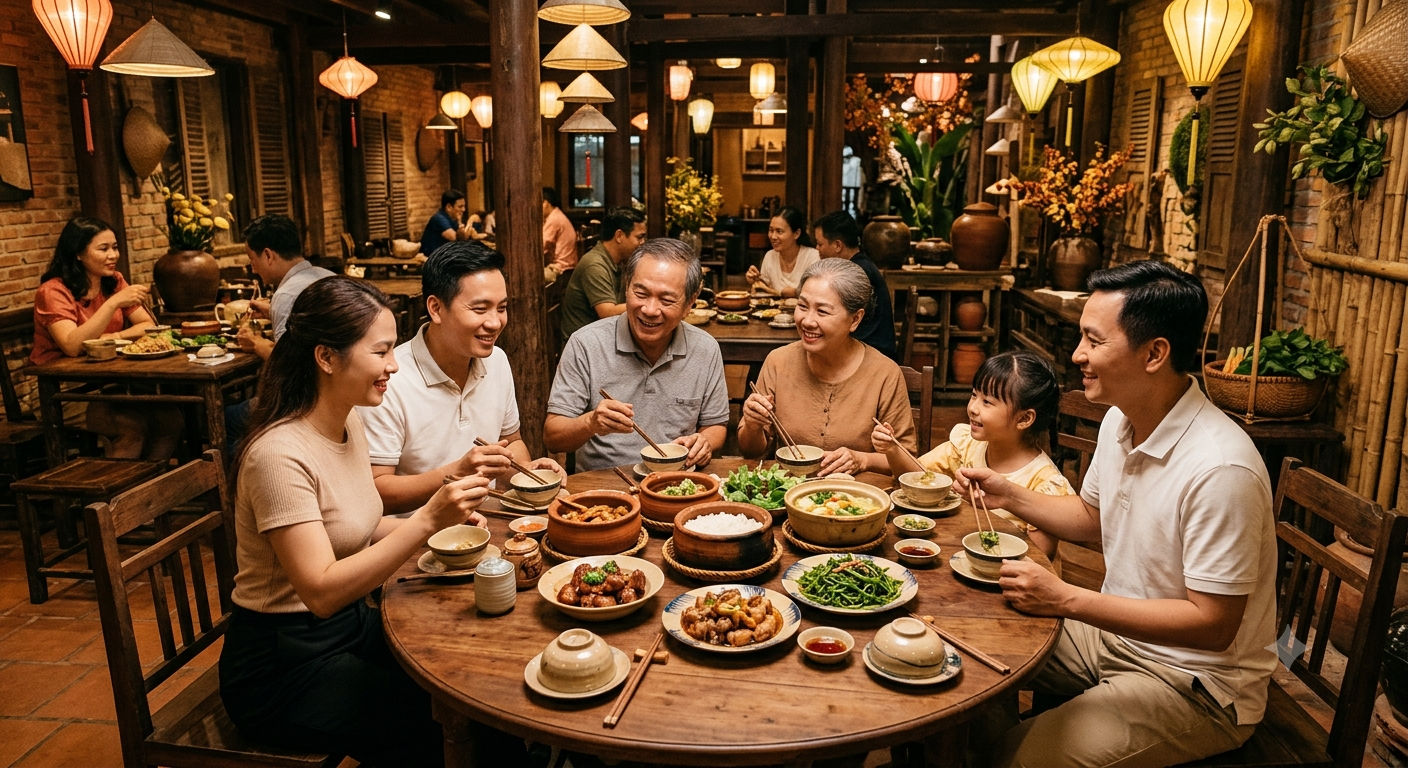 Không gian ấm cúng gợi nhớ bữa cơm gia đình